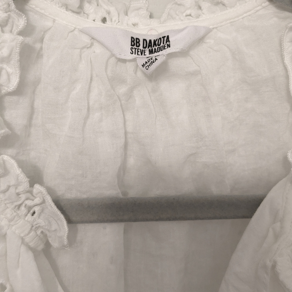 BB Dakota by Steve Madden "The Papaya Dress" Eyelet Detail White Mini Size S - Picture 8 of 9